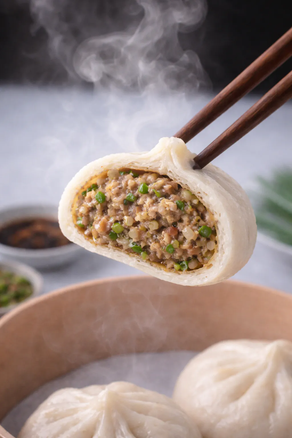 Steamed Pork and Chive Bun at Lans Dumpling, Chinese Dim Sum Restaurant in El Monte