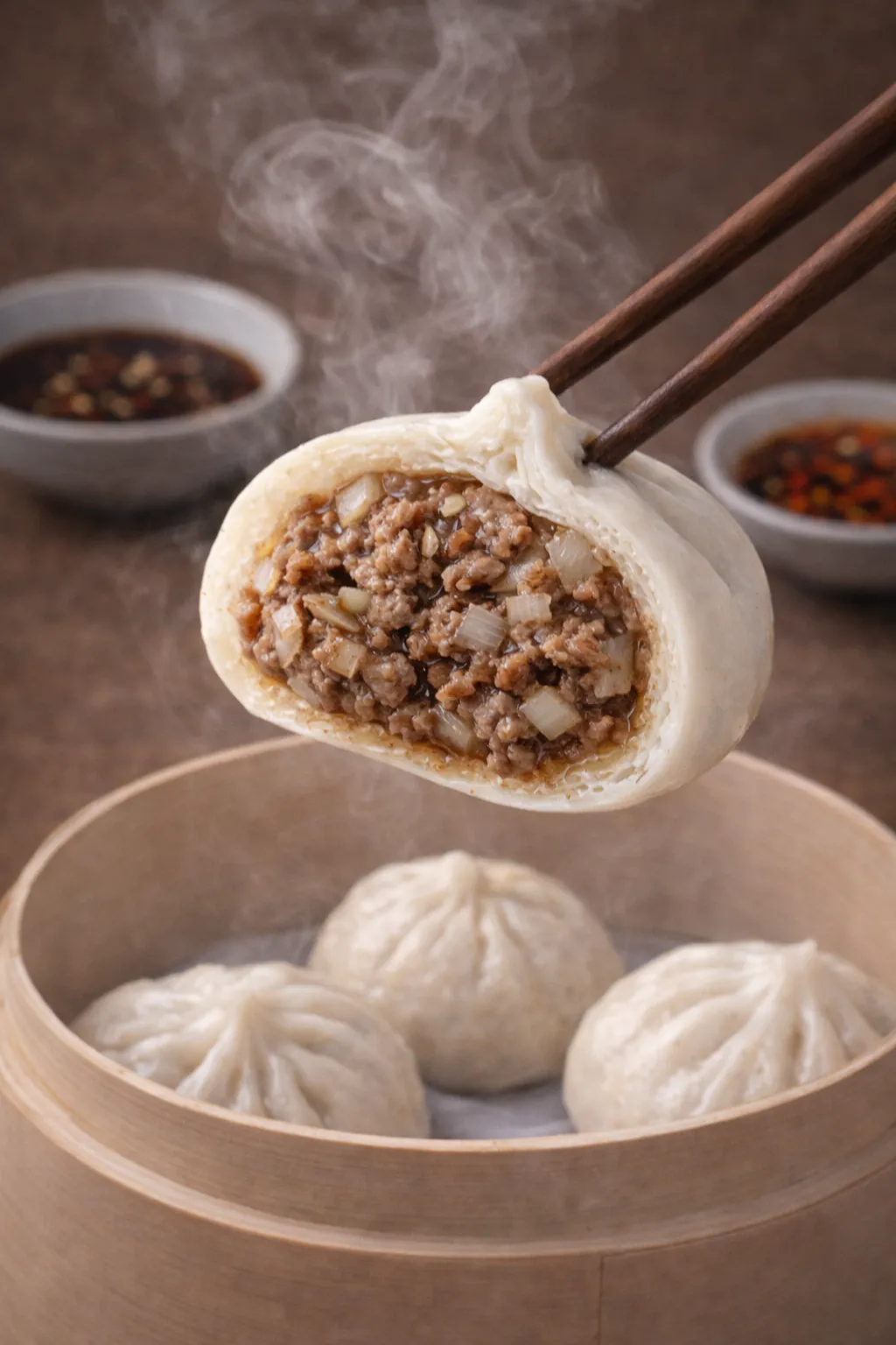 Steamed Pork and Onion Bun at Lans Dumpling, Chinese Dim Sum Restaurant in El Monte